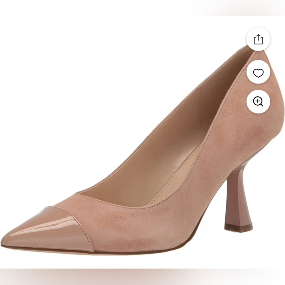Nine West Hippa Light Natural Pointed Cap Toe Spool Heel Slip On Fashion Pumps